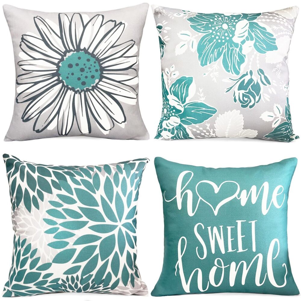 7216 Decorative Throw Pillow Covers Set of 4 Green Pillow Covers 20x20 inch